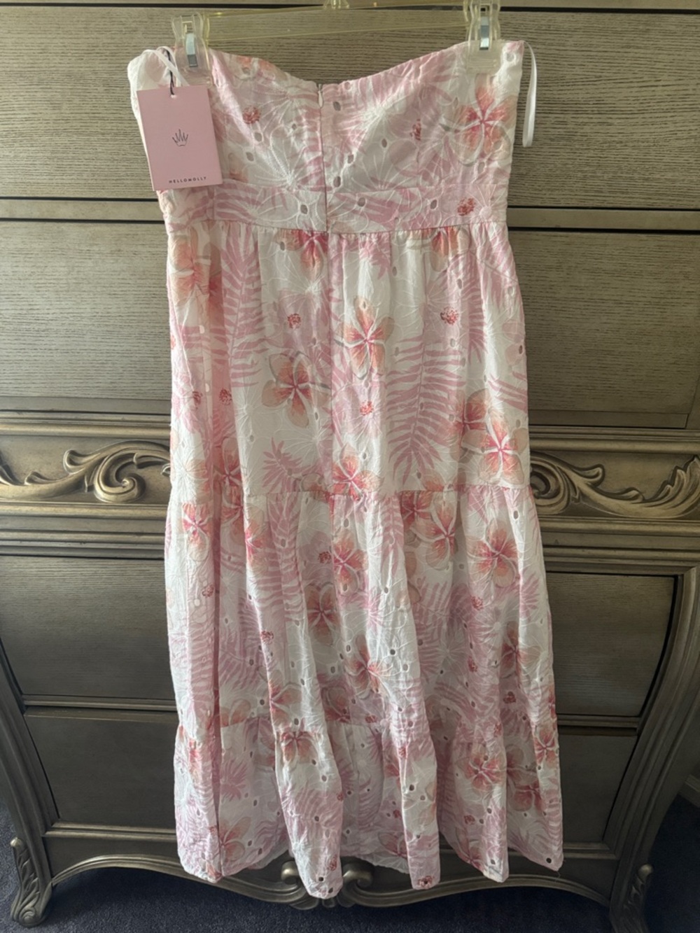 Hello Molly White and Pink Floral Strapless Dress - Picture 3 of 5